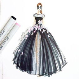 女王風范 婚紗裙裝的素描設計與藝術表達